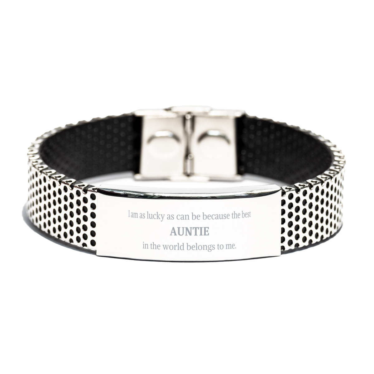 Stainless Steel Bracelet Auntie Gift I am Lucky Best Auntie Belongs to Me Birthday Christmas Inspirational Confidence