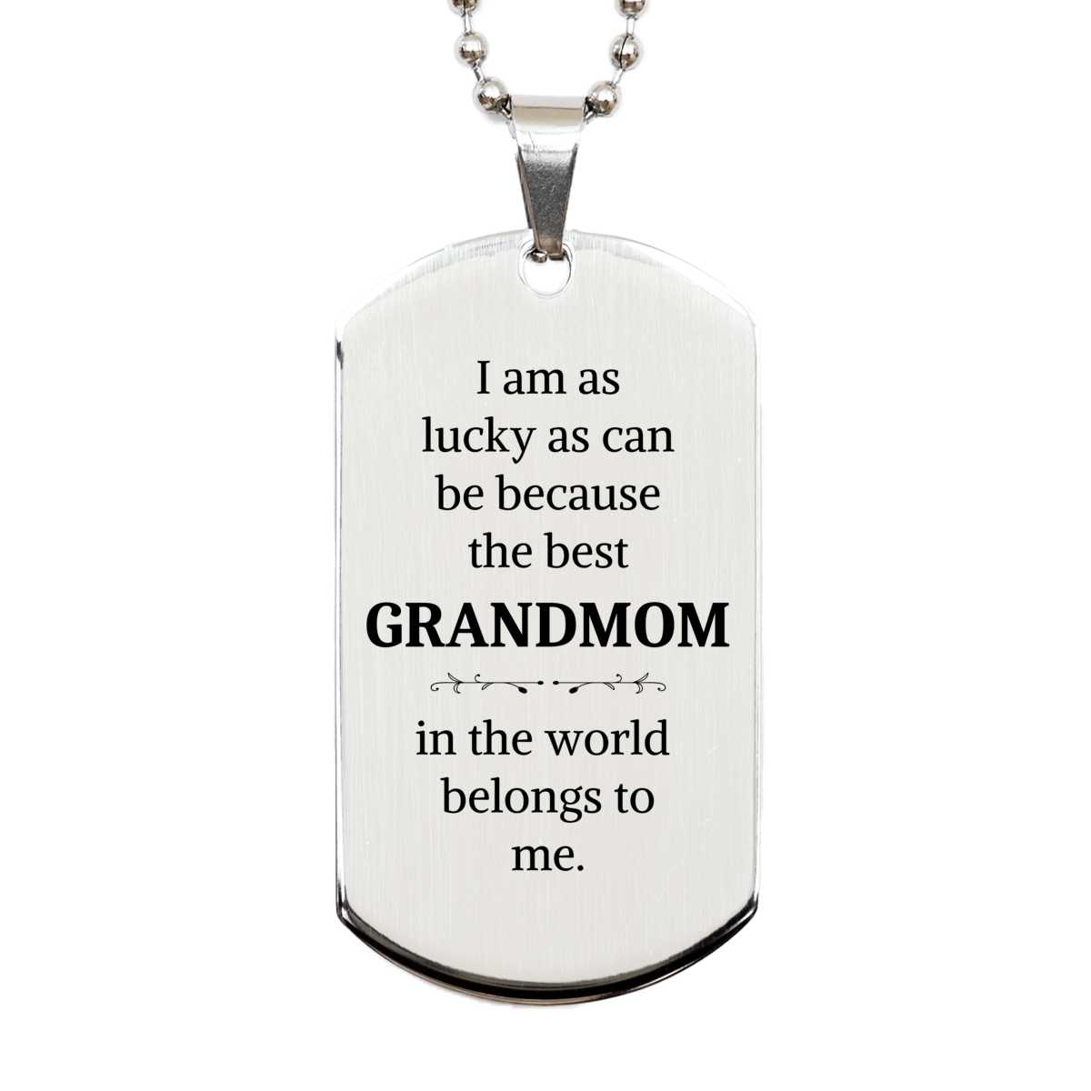 Unique Engraved Silver Dog Tag Gift for Grandma - Best Grandmom in the World Inspirational Birthday Christmas Jewelry