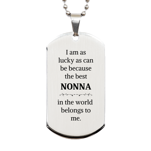 Nonna Silver Dog Tag Engraved with Best Nonna in the World Gift for Grandmother, Mothers Day, Christmas, or Birthday