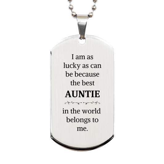 engraved silver dog tag for auntie the best auntie belongs to me unique birthday gift for the worlds greatest aunt confidence and inspiration