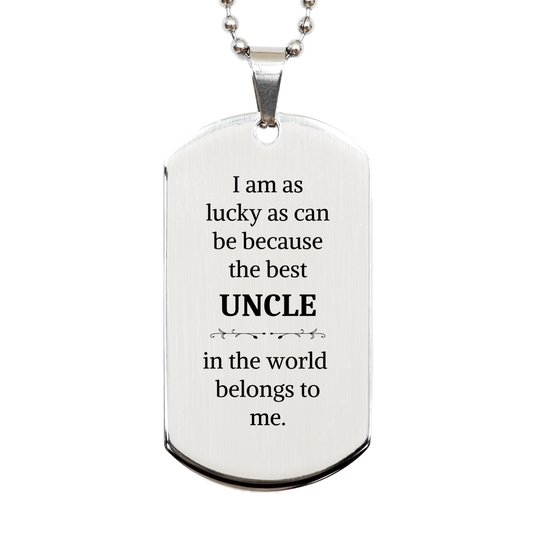 Engraved Silver Dog Tag for the Best Uncle in the World, Perfect Birthday Gift Idea for Veterans, Inspirational Quote Included