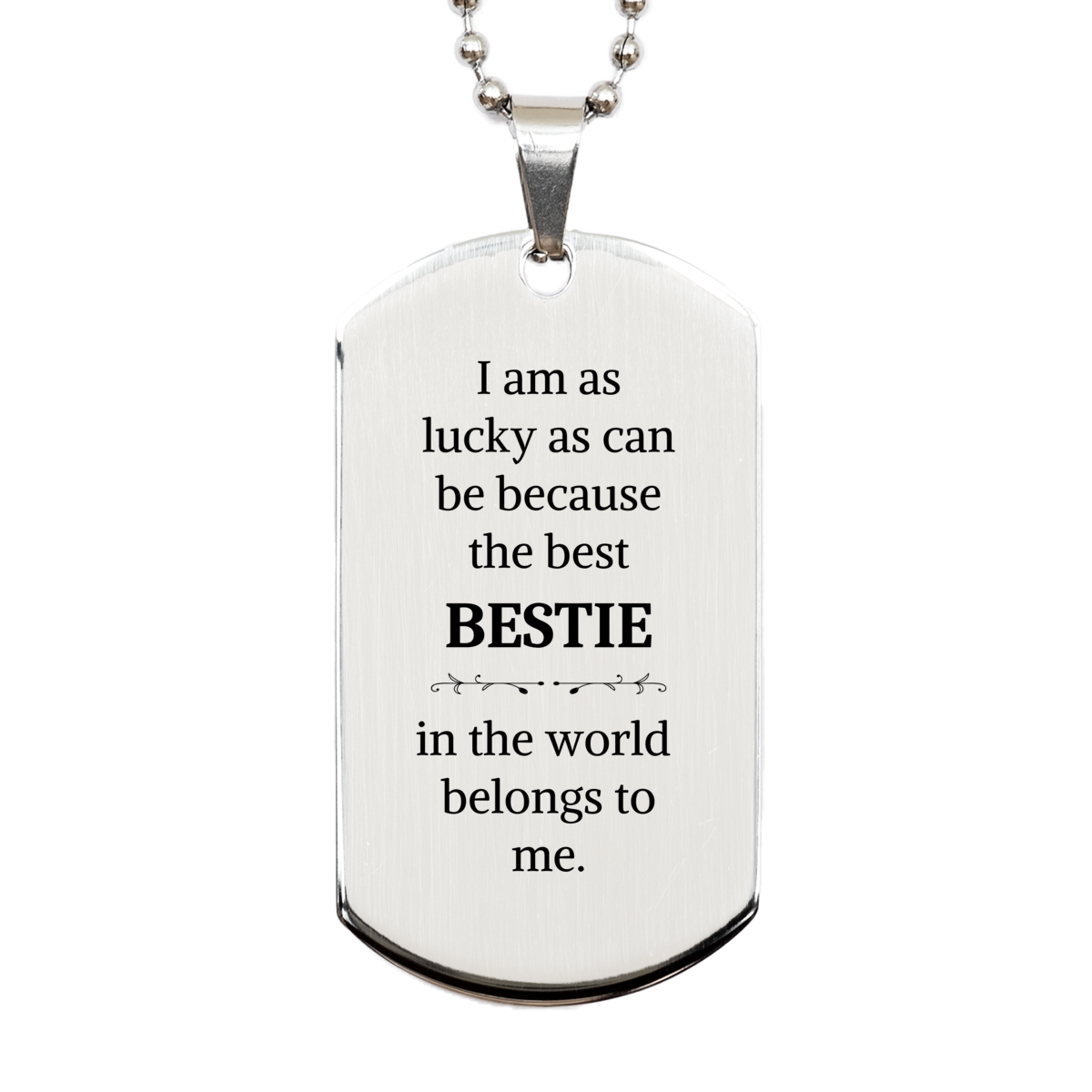 bestie silver dog tag engraved inspirational gift for special occasions unique bestie jewelry to celebrate friendship and confidence