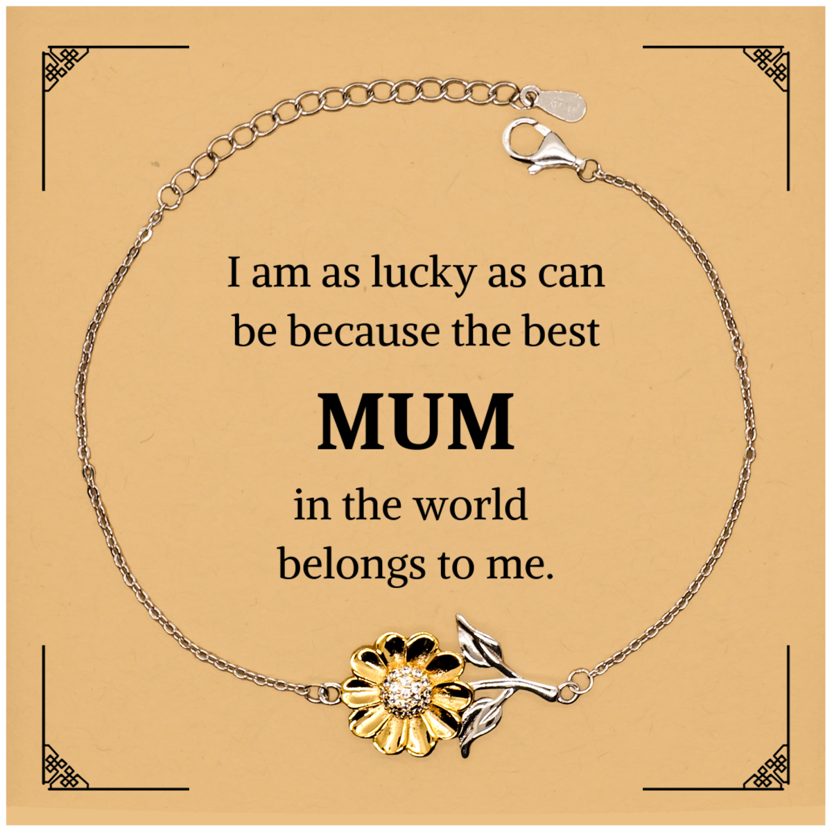 Sunflower Bracelet for Mum - Engraved Confidence and Love for Mothers Day, Birthday, Christmas - Unique Gift for the Best Mum in the World