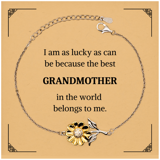 Grandmother Sunflower Bracelet - Unique Gift to Celebrate Your Grandma on Mothers Day, Birthday, and Christmas - Inspirational Engraved Jewelry to Show Appreciation and Love - Best Grandma in the World