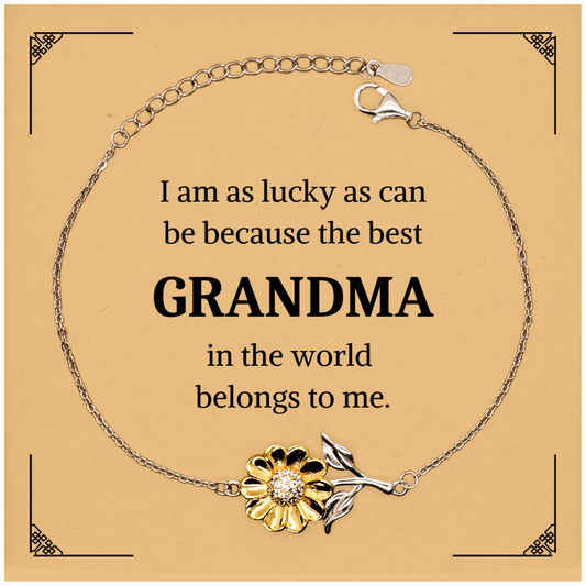 Grandma Sunflower Bracelet - The best Grandma in the world belongs to me. Perfect Birthday Gift for Grandma, Hope and Love Filled Thanksgiving, Christmas or Graduation Present