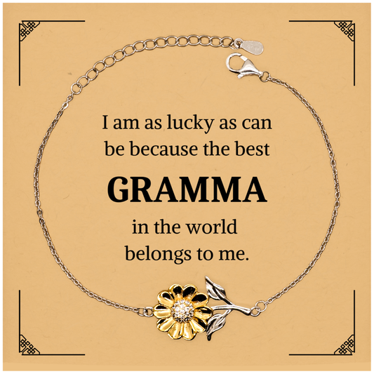 Gramma Sunflower Bracelet - Best Gramma in the World Gift for Christmas, Birthday, and Holidays - Engraved Inspirational Jewelry for Confidence and Hope