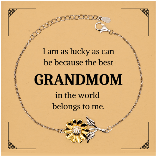 Grandmom Sunflower Bracelet I am Lucky Best Grandmom in the World Belongs to me Confidence Inspirational Gift for Birthday Holidays Christmas Graduation