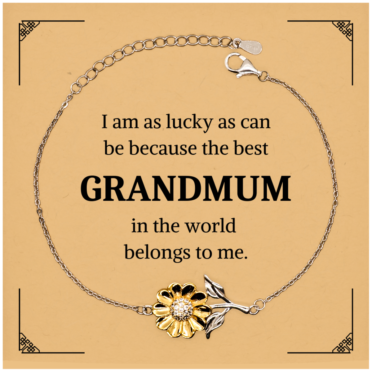 Unique Sunflower Bracelet for Grandmum - Engraved Love and Happiness, Perfect Birthday and Christmas Gift with Inspirational Message of Hope and Confidence