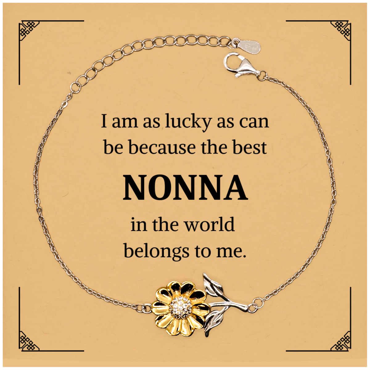 Nonna Sunflower Bracelet - The Best Nonna in the World Belongs to Me - Engraved Inspirational Jewelry for Birthday and Holidays