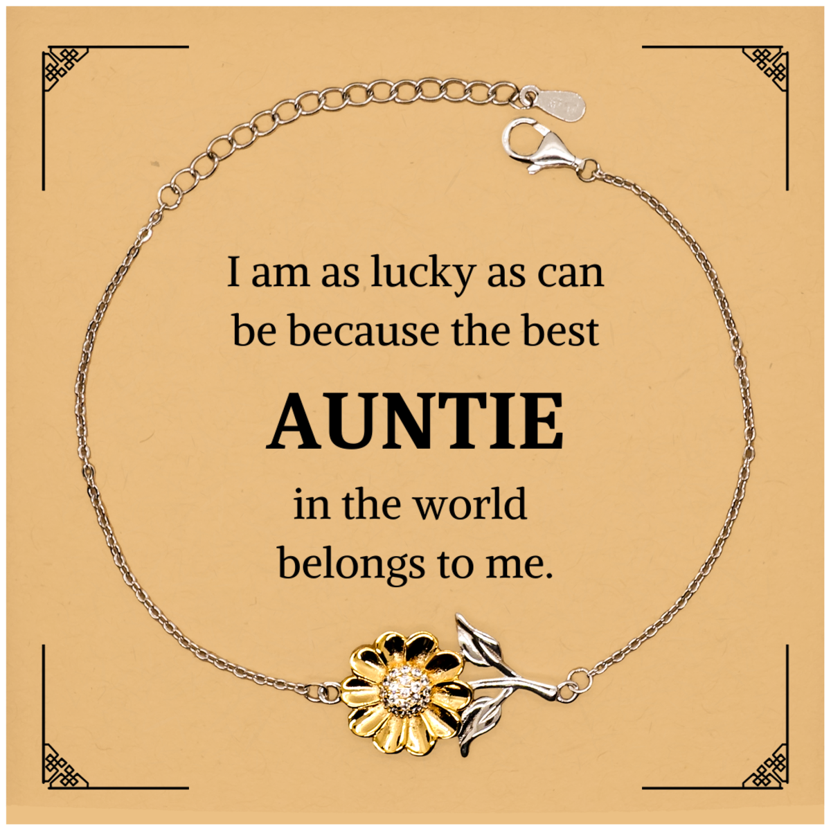 Engraved Sunflower Bracelet for Auntie - The Perfect Gift for Christmas, Birthday, or Graduation - Inspirational Quote for the Best Auntie in the World