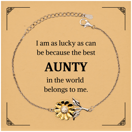 Sunflower Bracelet for Aunty - The Best Aunty in the World Belongs to Me - Unique Gift for Birthdays, Christmas, and Special Occasions - Engraved Jewelry to Show Appreciation and Love