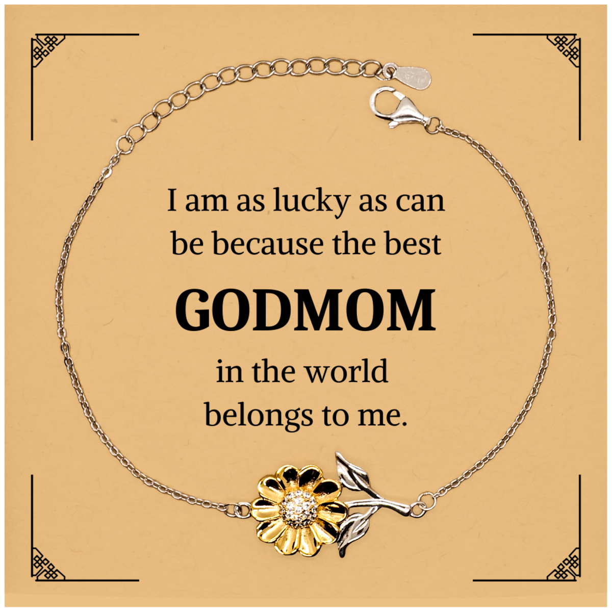 Godmom Sunflower Bracelet - Engraved Inspirational Gift for Birthday, Christmas, and Graduation - Best Godmom in the World Belongs to Me - Unique Jewelry for Any Occasion