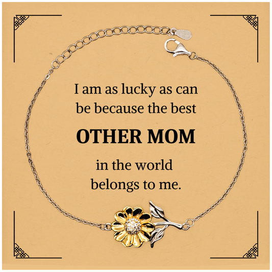 Unique Sunflower Bracelet for the Best Other Mom - Engraved Jewelry Gift for Mothers Day, Birthday, Christmas with Inspirational Quote