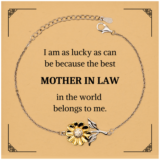 Mother In Law Sunflower Bracelet - Unique Engraved Gift for Birthday, Christmas, and Holidays - Best Mother In Law Belongs to Me - Inspirational Jewelry to Show Appreciation and Love