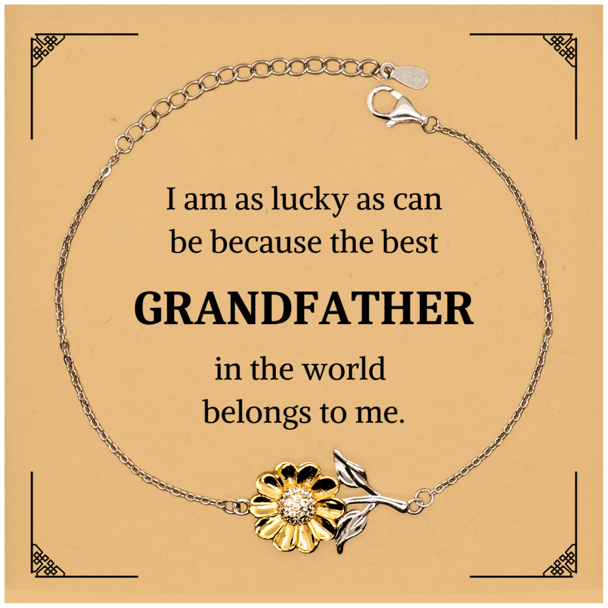 Grandfather Sunflower Bracelet - Best Grandpa Belongs to Me - Perfect Gift for Birthday, Christmas, and Veterans Day