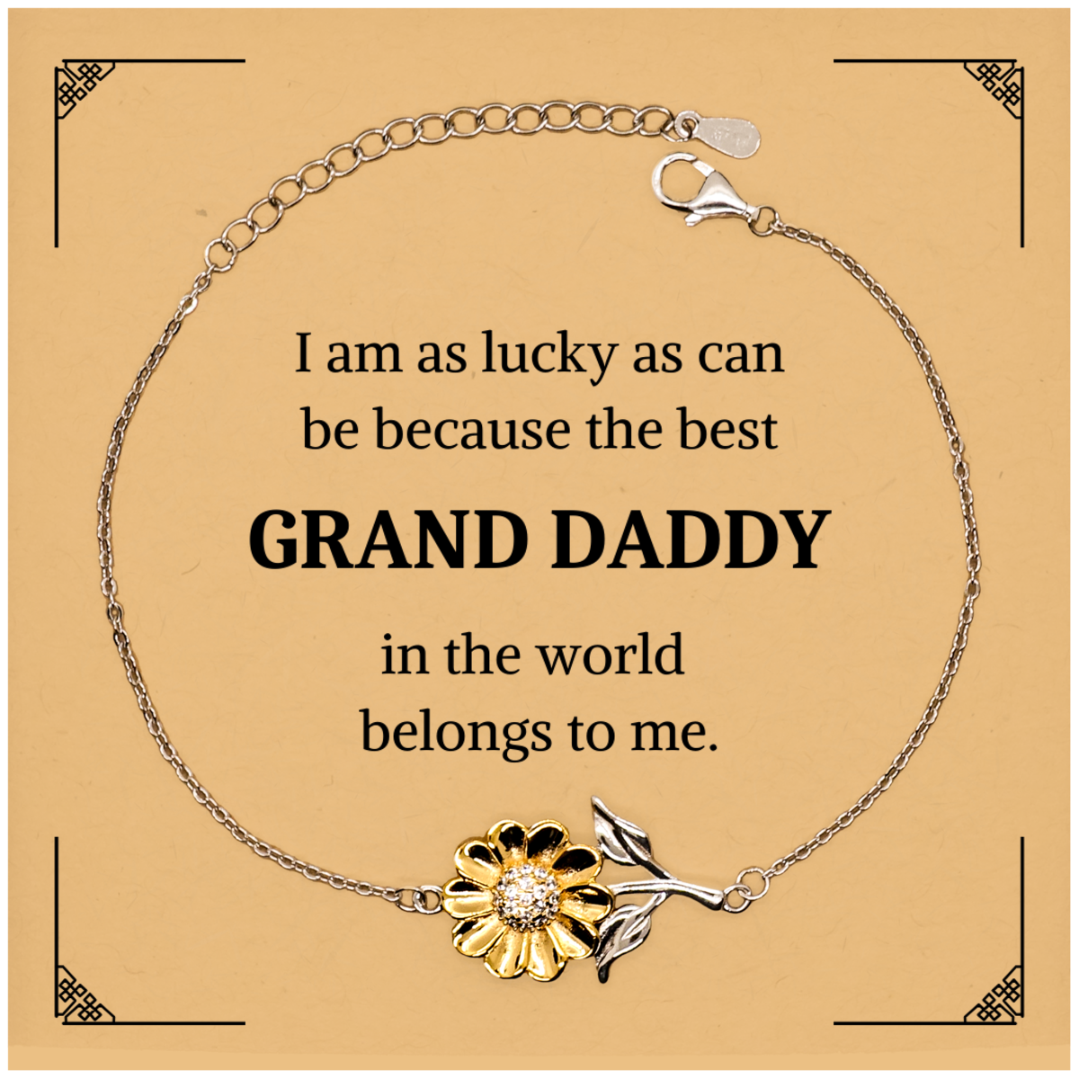 Grand Daddy Sunflower Bracelet - The best Grand Daddy in the world belongs to me, a perfect gift for Christmas, Birthday, and Fathers Day, engraved with love and appreciation