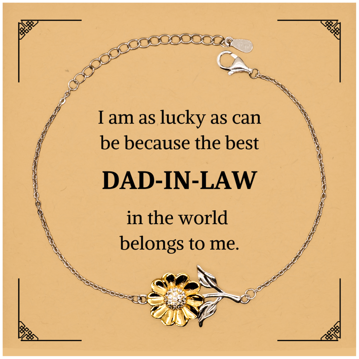 Fathers Day Sunflower Bracelet - Best Dad-in-law Gift for Birthday, Christmas, or Graduation - Unique Engraved Quote to Show Appreciation and Love