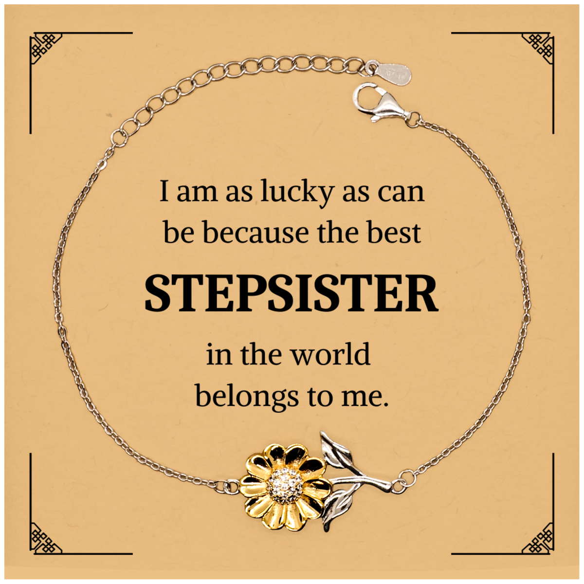 Engraved Sunflower Bracelet for Stepsister - The Best Stepsister Belongs to Me - Inspirational Gift for Birthday, Christmas, Graduation