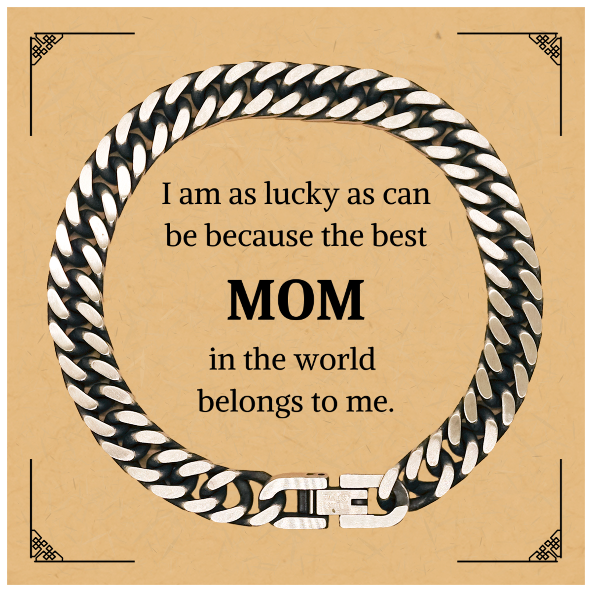 Mom Cuban Link Chain Bracelet Engraved with Best Mom Belongs to Me Perfect Mothers Day Gift for Her Birthday, Christmas, and Graduation