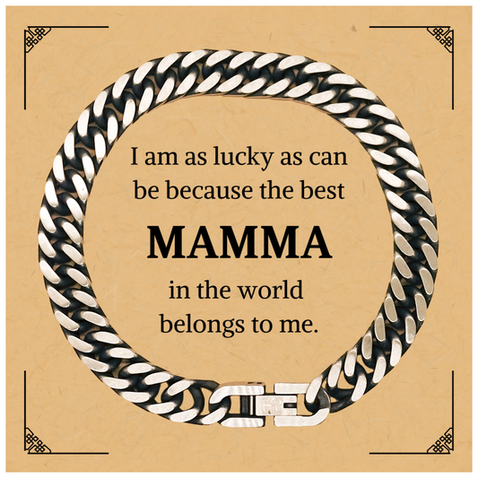 Pulsera de cadena de eslabones cubanos con la frase "Mamma" (Mamá) - Regalo único para el Día de la Madre, cumpleaños, Navidad - Cita grabada: "La mejor mamá del mundo" - Confianza e inspiración