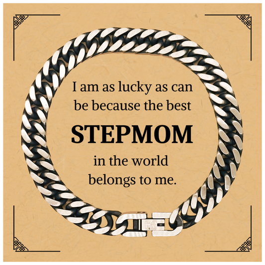 Stepmom Cuban Link Chain Bracelet - Unique Gift for Birthday or Christmas - Best Stepmom Belongs to Me - Confidence and Inspirational Jewelry for Her