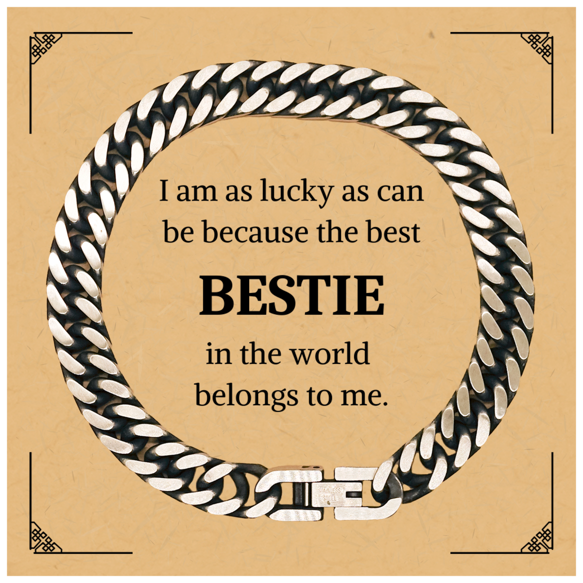 Bestie Cuban Link Chain Bracelet Engraved with Inspirational Quote - Perfect Gift for Bestie on Birthday, Christmas, and Graduation - Unique Bestie Jewelry to Show Appreciation and Confidence