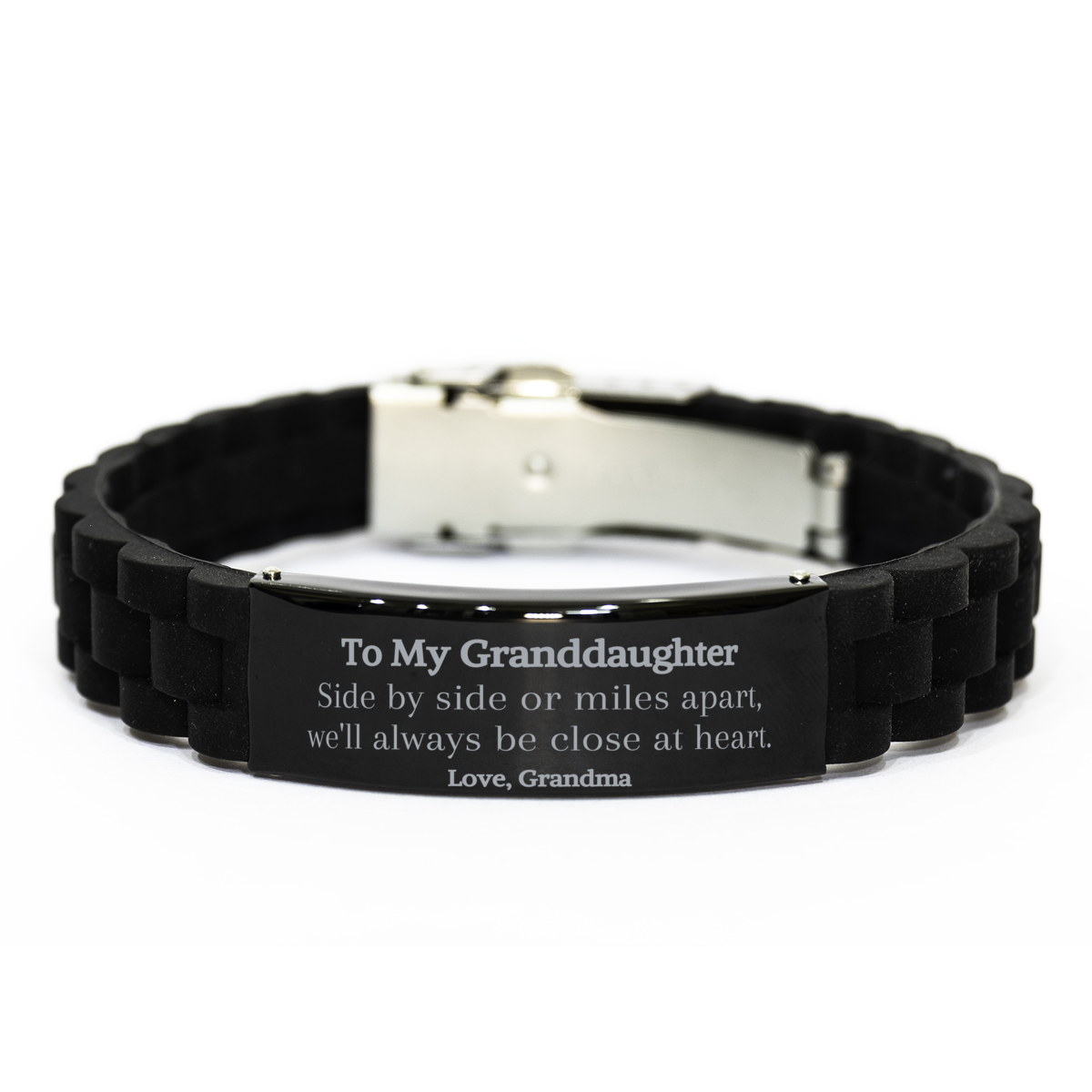 Granddaughter Bracelet Black Glidelock Clasp - Close at Heart Gift from Grandma - Sentimental Birthday, Christmas, Graduation, Veterans Day Jewelry