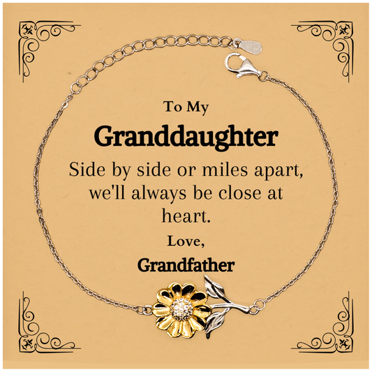 Sunflower Bracelet Granddaughter Gift Engraved Love Grandfather Christmas