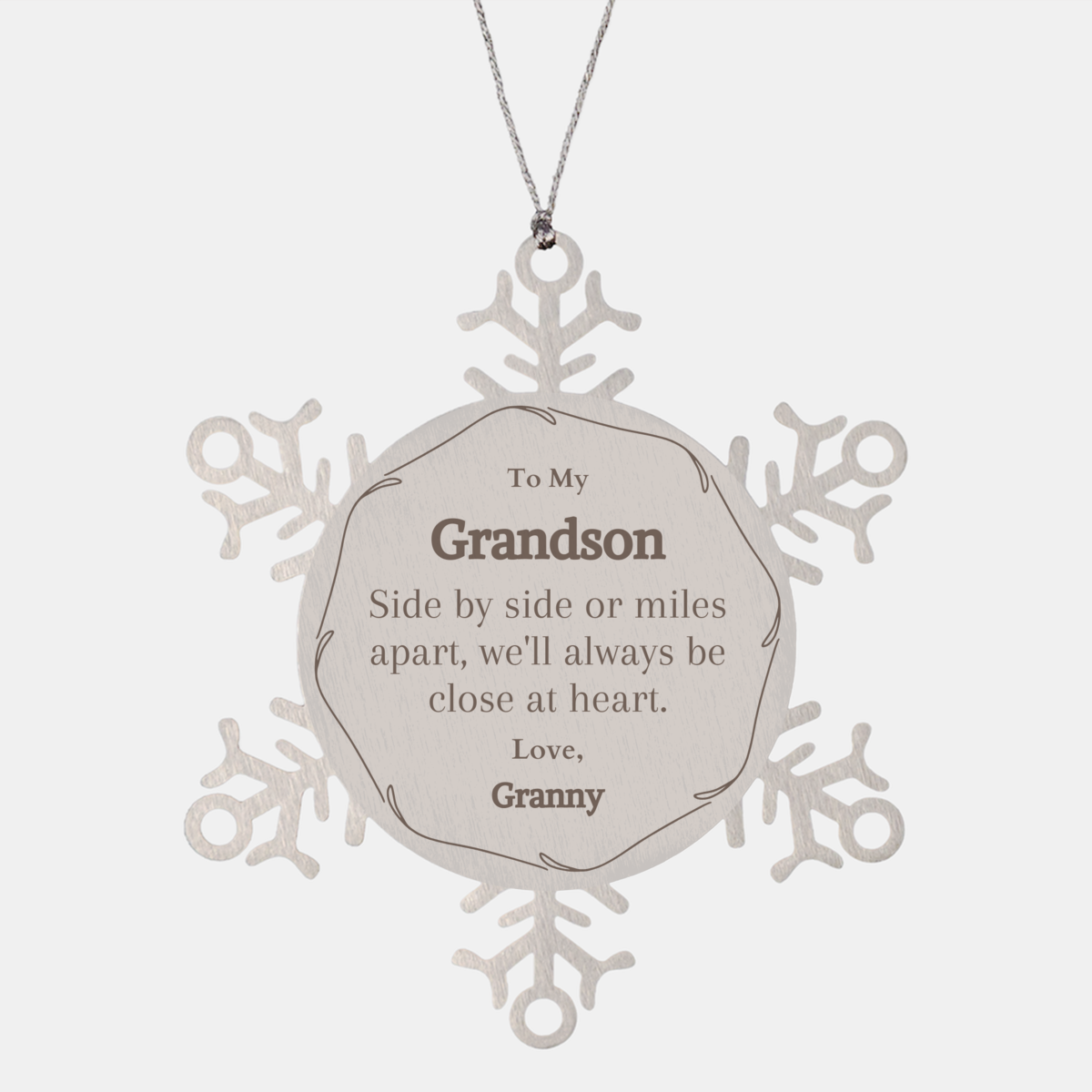 Snowflake Ornament Grandson Gift Love You Granny Engraved Family Christmas Keepsake