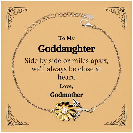 Goddaughter Sunflower Bracelet Engraved Love from Godmother Christmas Gift