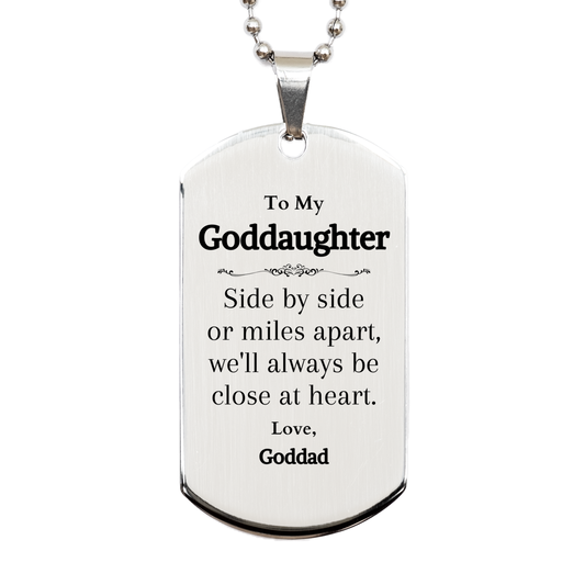 goddaughter engraved silver dog tag side by side always close at heart love goddad meaningful gift christmas graduation inspiration faith confidence