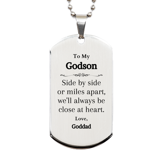 godson engraved silver dog tag side by side always close at heart perfect graduation or birthday gift for godson from goddad