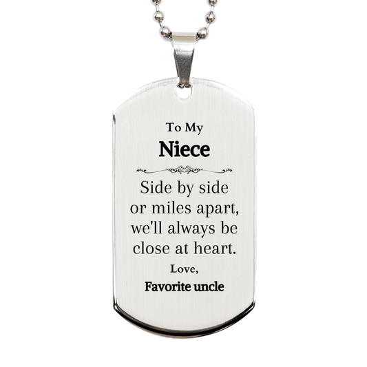 Silver Dog Tag Niece Gift - Engraved To My Niece, Perfect Birthday Christmas Graduation Veterans Day Dog Tag for Niece, Unique Niece Jewelry, Inspirational Gift for Niece