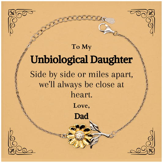 Sunflower Bracelet Unbiological Daughter Love Dad Gift Christmas Inspirational Jewelry for Her