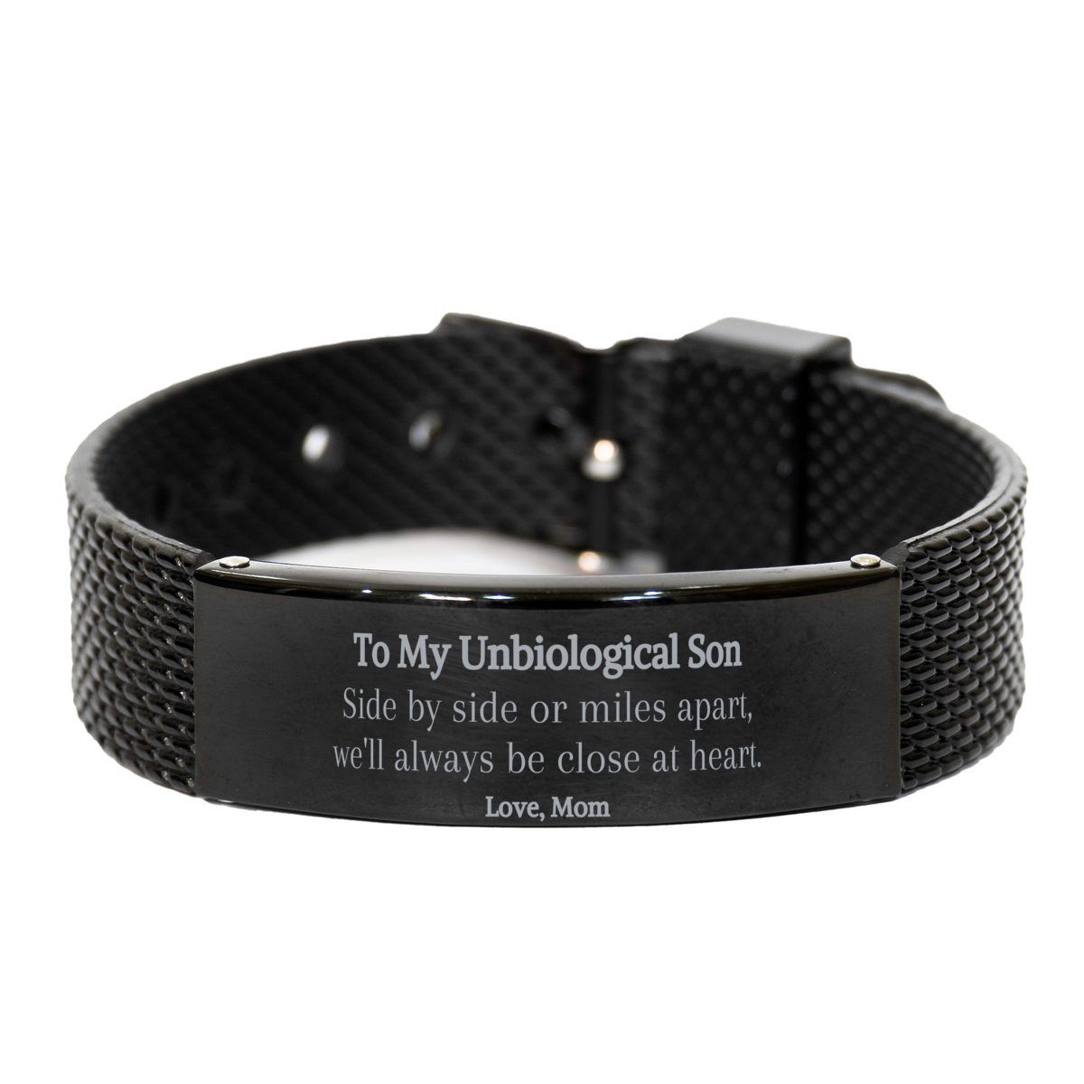 Pulsera de malla con tiburón negro Unbiological Son: amor e inspiración de mamá para regalos de cumpleaños y Navidad