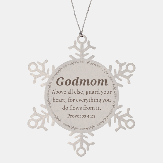 Godmom Snowflake Ornament Inspirational Quote Engraved Christmas Gift for Her