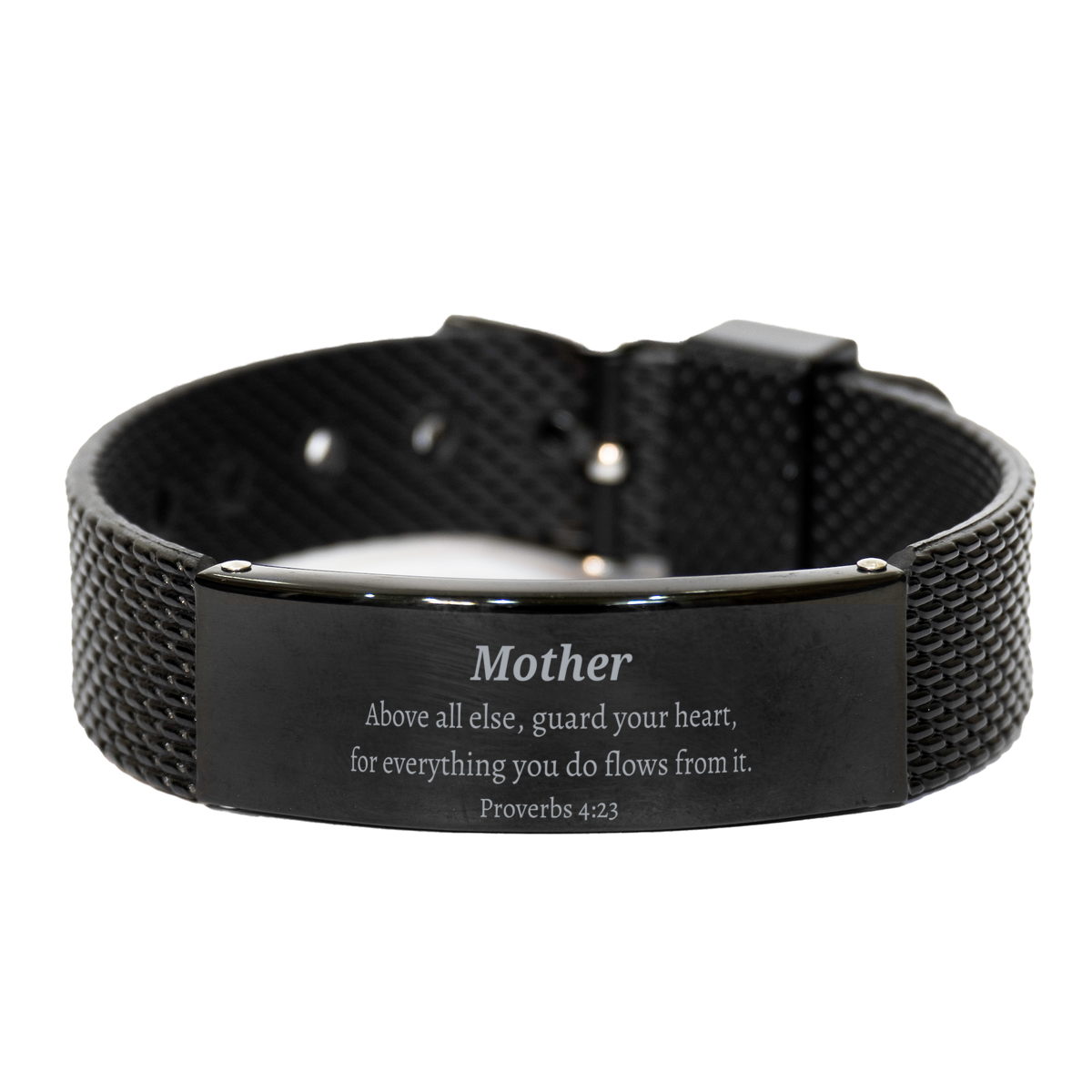 Pulsera de malla con diseño de tiburón negro para madres, única y grabada, regalo de confianza para ellas