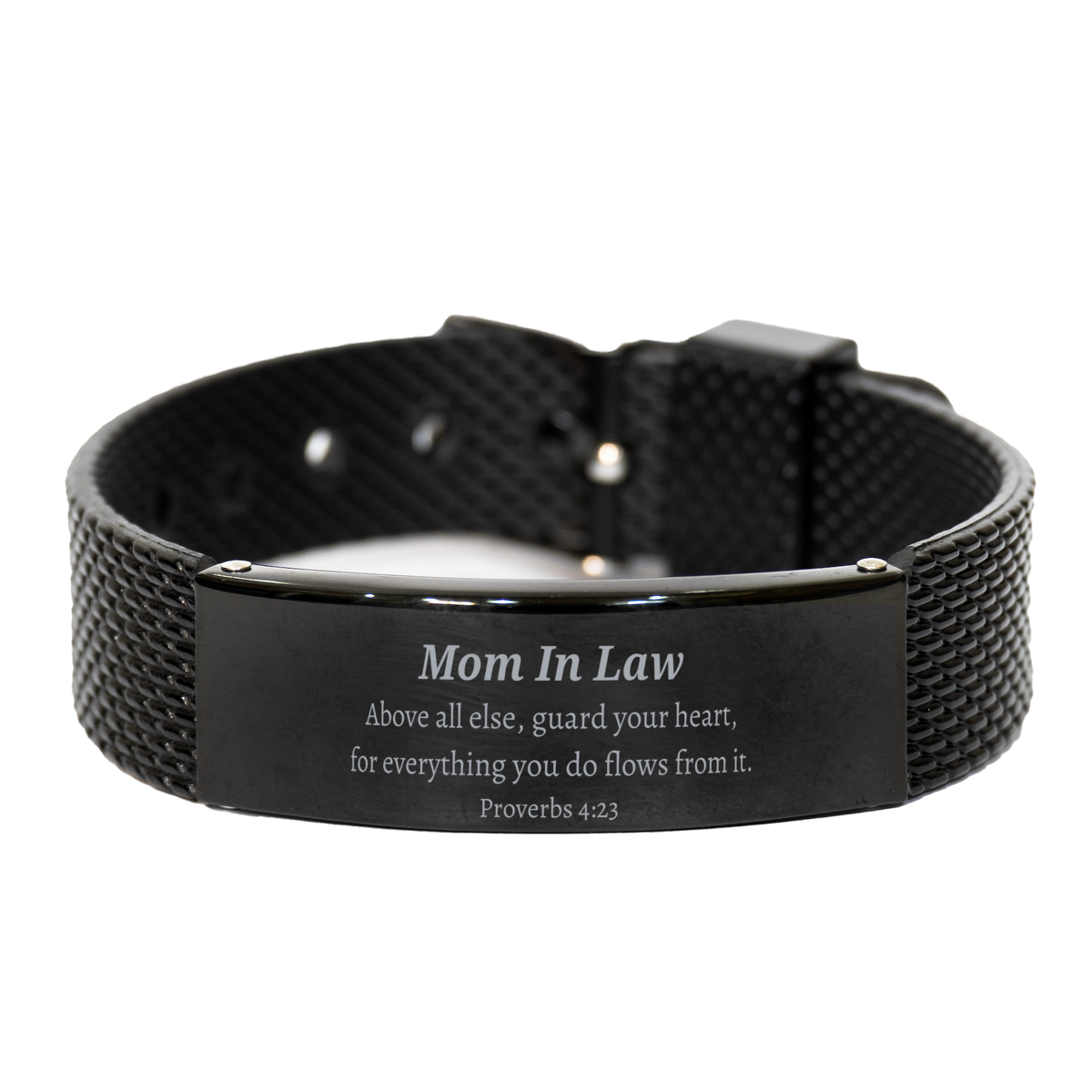 Unique Black Shark Mesh Bracelet for Mom In Law - Above all else, guard your heart Inspirational Gift for Christmas and Birthday