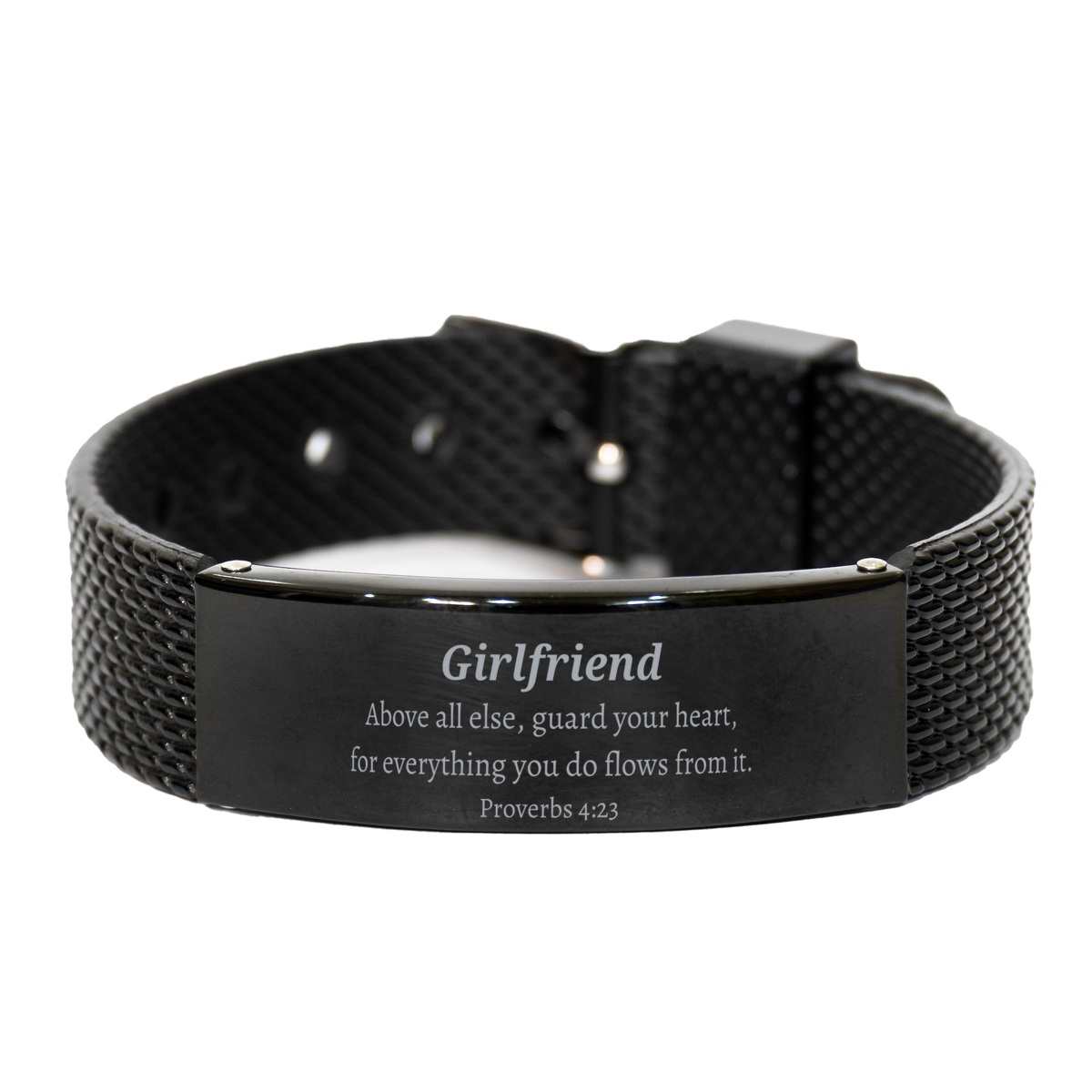 Black Shark Mesh Bracelet for Girlfriends | Guard your heart, Proverbs 4:23 Encouraging Jewelry for Birthday, Christmas, Graduation, and Beyond