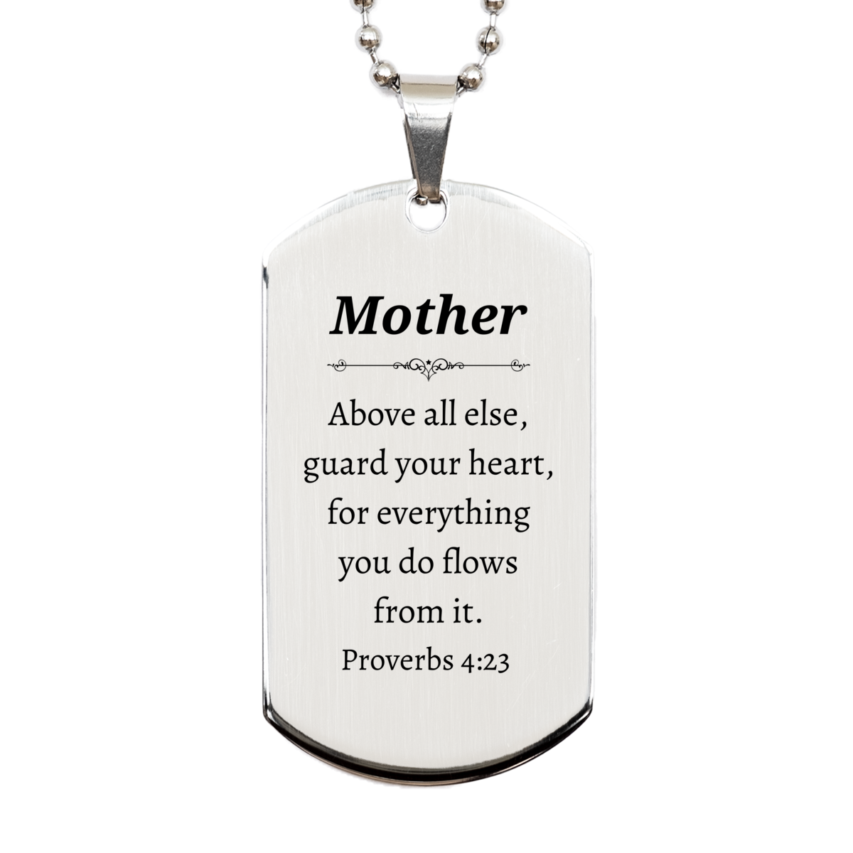 Mother Unique Engraved Silver Dog Tag - Guard your heart Christmas Gift for Mom with Confidence and Hope