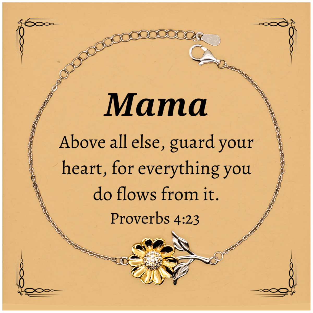 Sunflower Bracelet for Mama - Guard Your Heart with Inspirational Jewelry for Mothers - Proverbs 4:23 Gift for Mothers Day, Birthday, Christmas