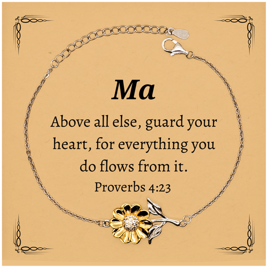 Pulsera de girasol con cita inspiradora, regalo para ella, graduación, Navidad, Día de la Madre - Ma Sobre toda cosa guardada, guarda tu corazón, Proverbios 4:23