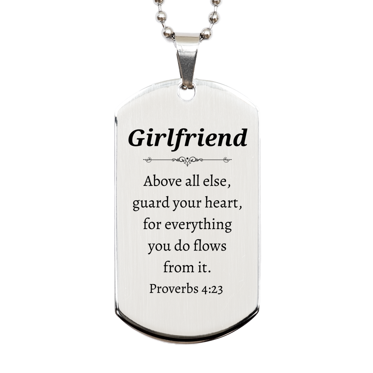 silver dog tag girlfriend engraved proverbs 4 23 inspirational gift for birthday and christmas