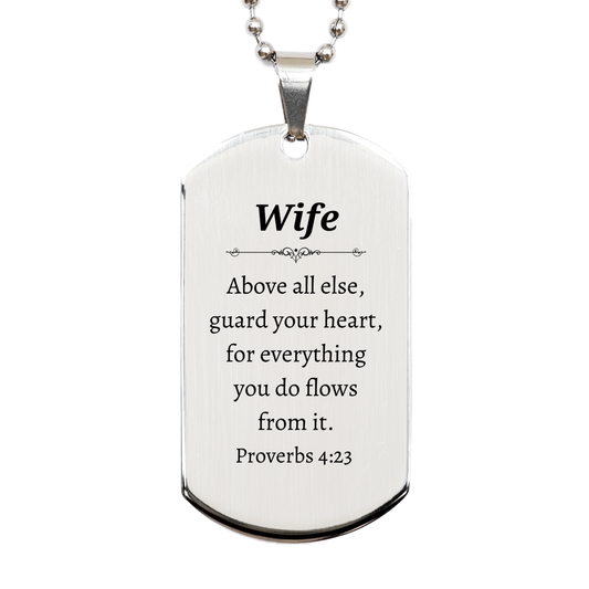 unique silver dog tag for wife inspirational proverbs 4 23 engraved jewelry gift