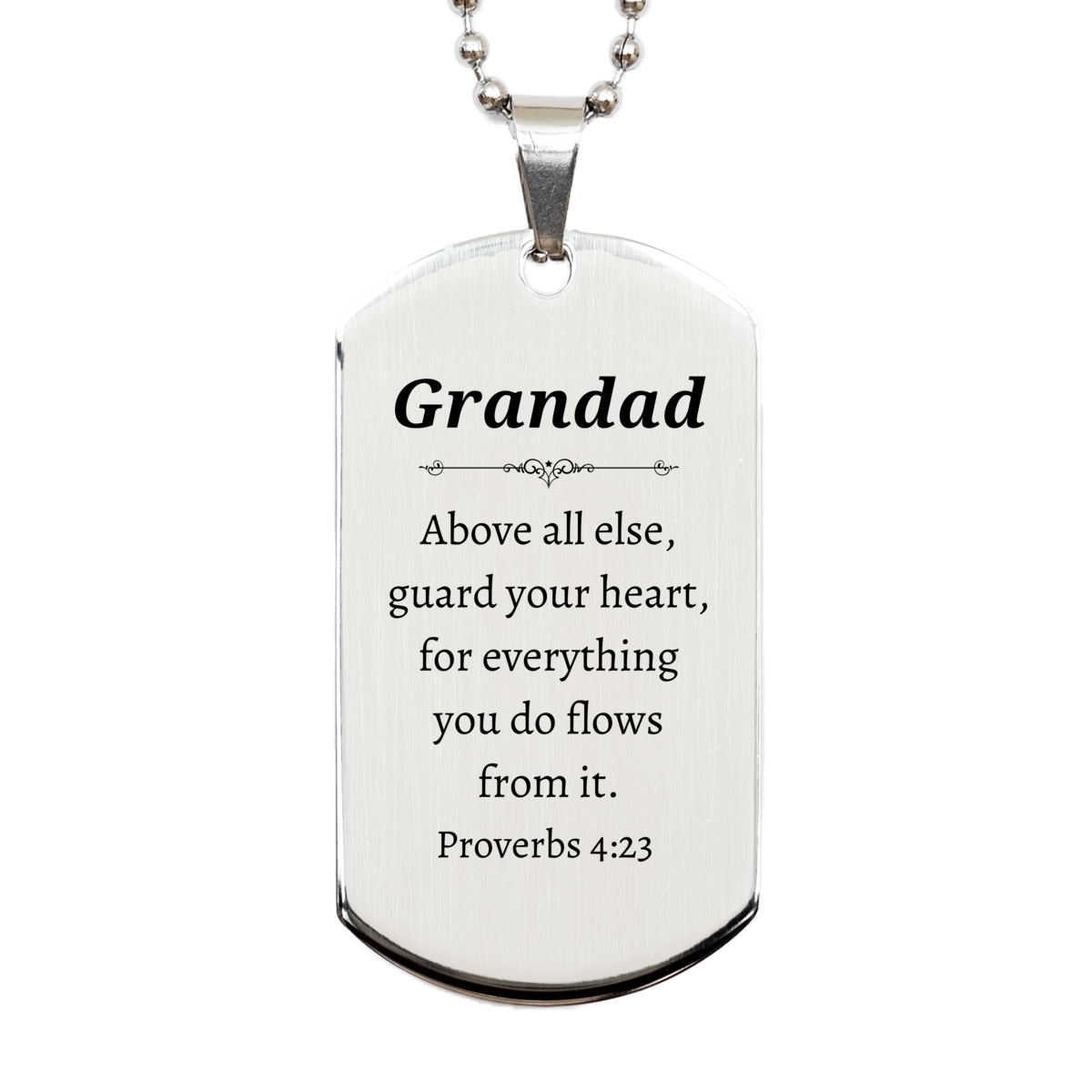 Grandad Silver Dog Tag Engraved Inspirational Quote Birthday Gift for Him