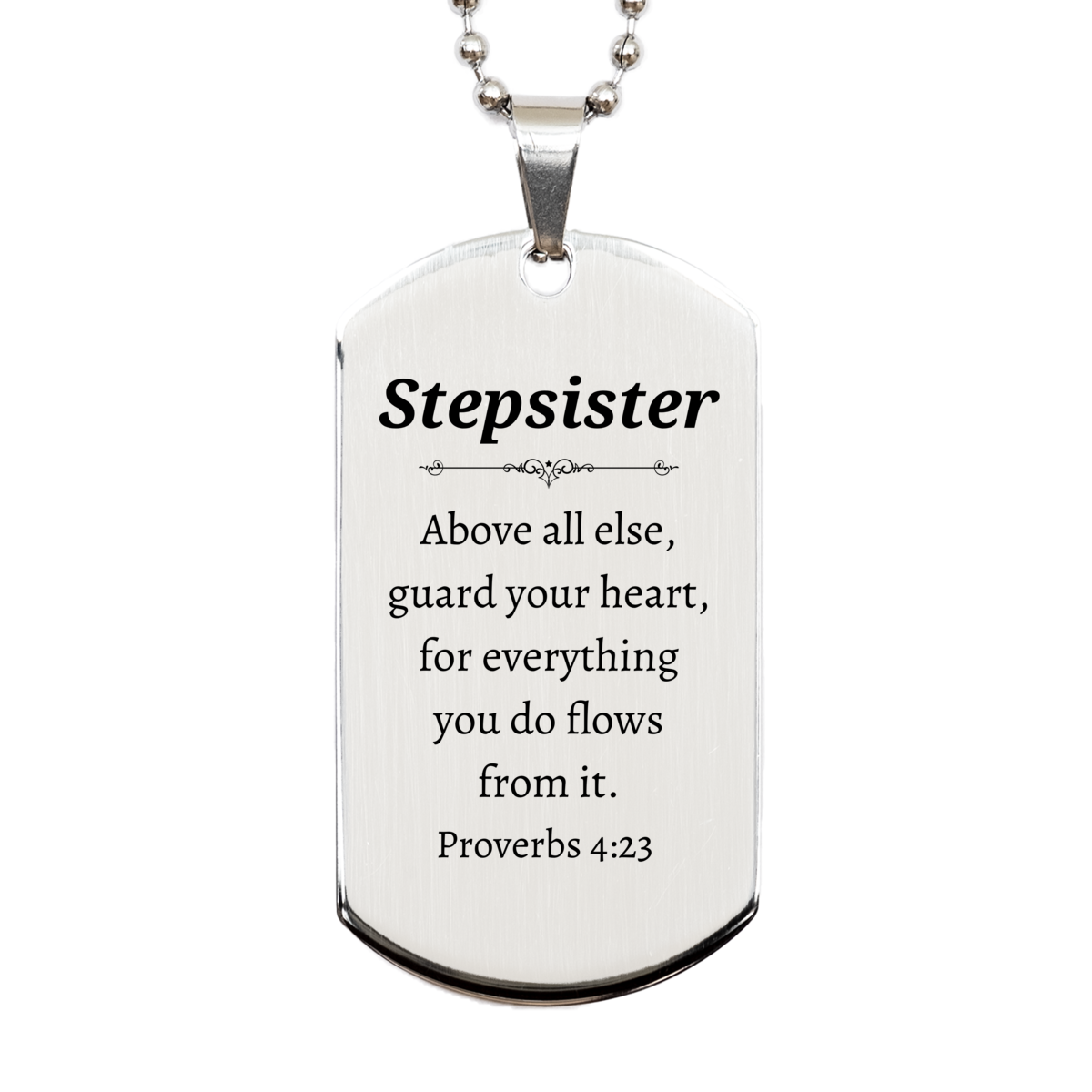 stepsister engraved silver dog tag guard your heart inspirational gift for birthday graduation christmas and more