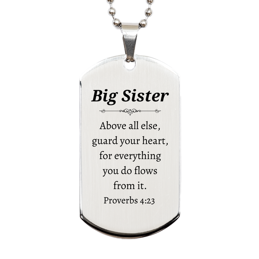 silver big sister dog tag engraved with proverbs 4 23 perfect gift for birthday graduation and holidays