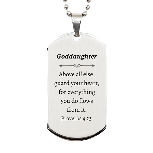 goddaughter silver dog tag engraved with inspirational proverbs 4 23 quote unique gift for christmas graduation birthday and veterans day