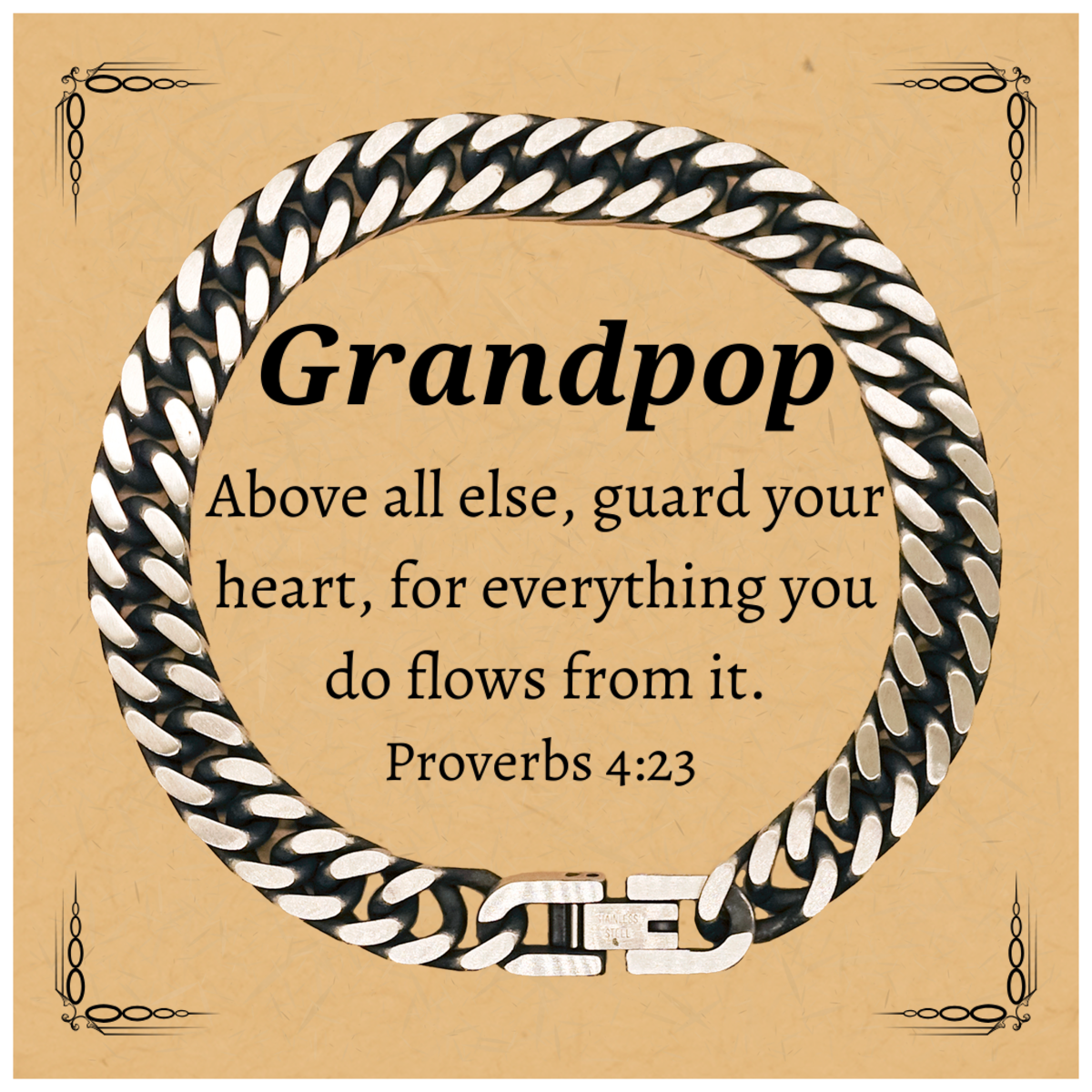 Grandpop Cuban Link Chain Bracelet Encourages Hope and Confidence for Birthday and Holidays