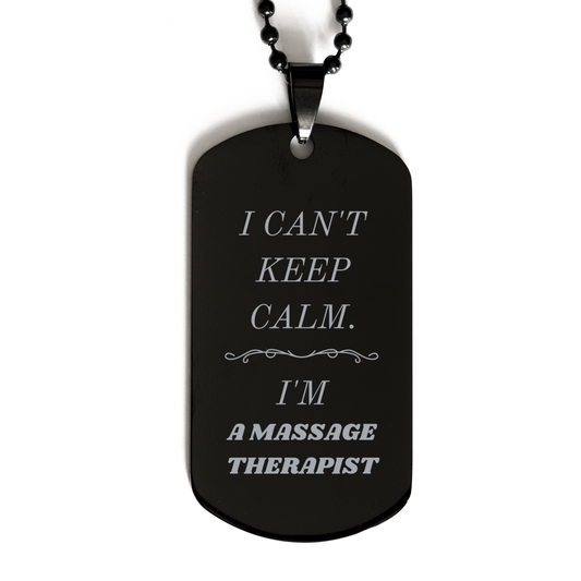 Massage Therapist Black Dog Tag - Unique Engraved Gift for Holidays and Birthdays